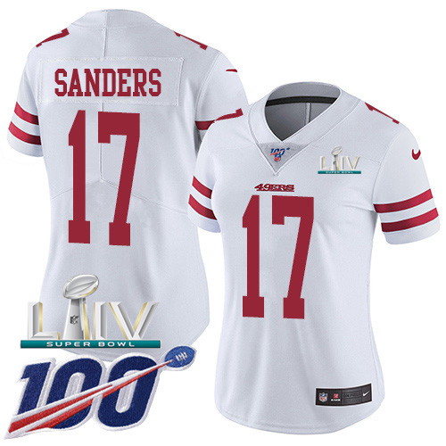 San Francisco 49ers Nike 17 Emmanuel Sanders White Super Bowl LIV 2020 Women Stitched NFL 100th Season Vapor Limited Jersey